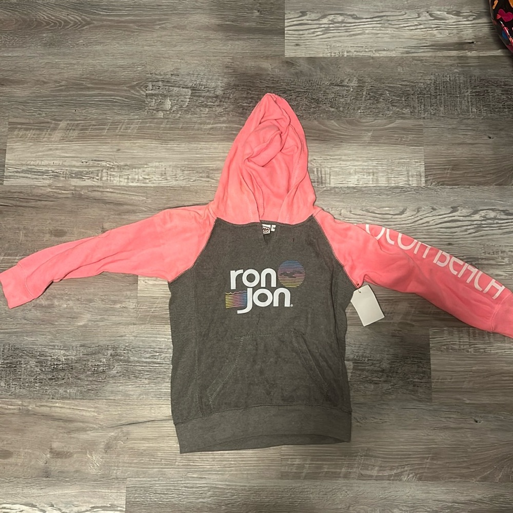 Ron Jon girls pink and grey hoodie